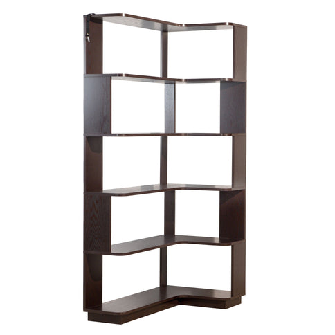 Ox Blood - Red 90Cm L-Shaped Freestanding Corner Bookshelf With Anti Tip Safety, Storage Cabinet For Living Room - Ox Blood Red