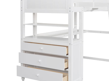 Loft Bed With Drawers With Desk And Shelves