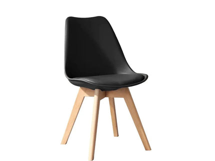 Padded Seat Cushions Home Kitchen Side Chair (Set of 2) - Black