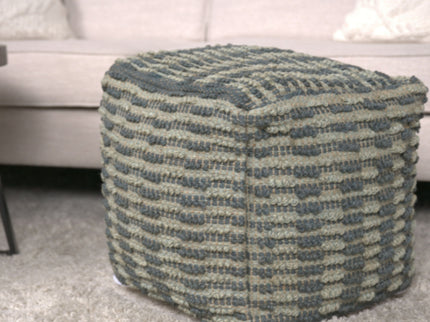 Walle - Fabric Square Pouf Ottoman And Floor Cushion Teal - Blue