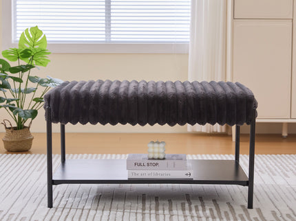 Upholstered Ottoman Coffee Table Foot Rest With Open Storage