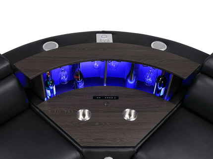 Nova - Sectional With Bluetooth Speaker, LED And Lifting Wine Cabinet