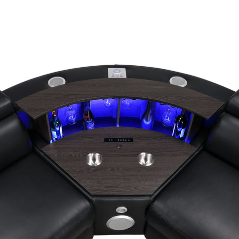 Nova - Sectional With Bluetooth Speaker, LED And Lifting Wine Cabinet