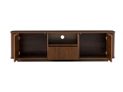 70" TV Stand With Ample Storage, Curved Corners - Dark Brown