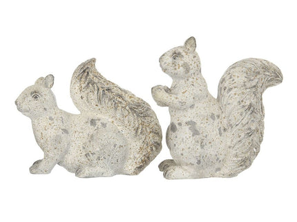 Resin Standing & Lying Down Squirrel Rustic, For Harvest Festival Fall Festival & Thanksgiving Table Decorations (Set of 2) - Antique Cream