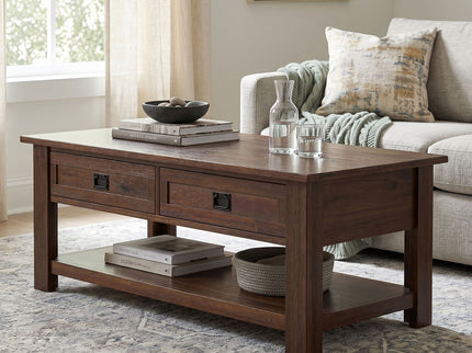 Monroe - Rectangular Coffee Table With Drawers - Brown