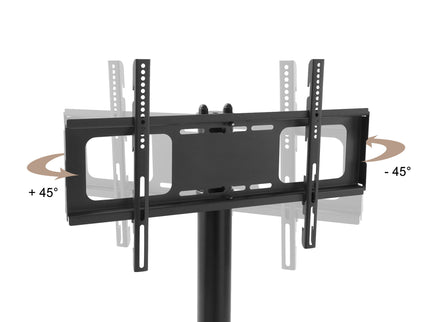 Height And Angle Adjustable Multi-Function Tempered Glass Metal Frame Floor With Lockable Wheels Mobile TV Stand, Lcd / Plasma TV Bracket 2 Tier Tempered Glass Shelves For Multiple Media Devices - Black