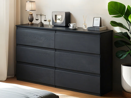 6 Drawer Dresser With Spacious Countertop And Concealed Handles