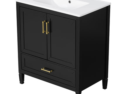Elegant Fluted Bathroom Vanity With Sink, Soft Close Doors & Drawer