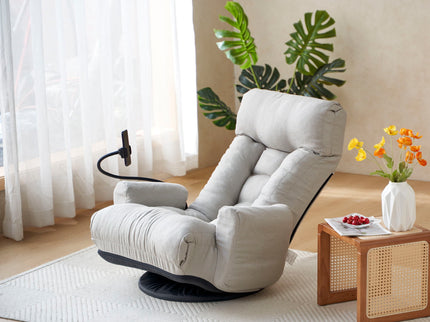 Adjustable Swivel Lounge Chair With 360 Degree Rotating Seat And Headrest Support