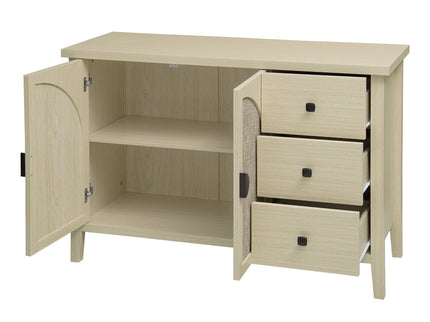 Rattan 2 Door 3 Drawer Cabinet, Suitable For Bedroom - Natural