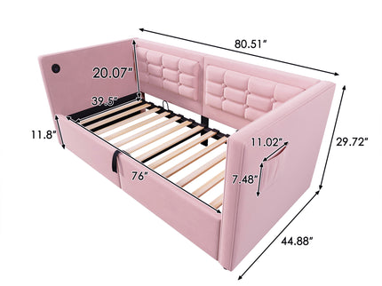 Upholstered Daybed With Hydraulic Storage And USB / Type - C Charging