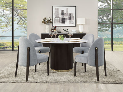 Clayten - Around Dining Table - Marble / Espresso