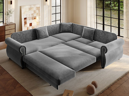 L-Shaped Sofa Couch With Pull-Out Bed
