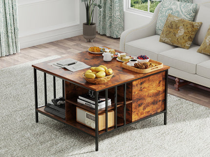 Lift Top Coffee Table With Storage Adjustable Height - Black