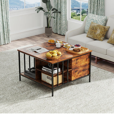Lift Top Coffee Table With Storage Adjustable Height - Black