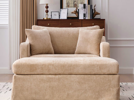 Accent Chair With Ottoman, Includes 2 Bolster Pillows