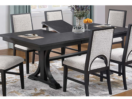 Rectangle Dining Table With Butterfly Leaf, Trestle Base - Charcoal