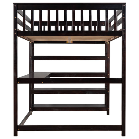 Loft Bed With Storage Shelves And Under Bed Desk