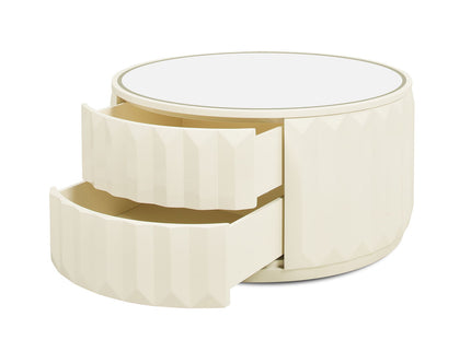 Facino - Round Storage Coffee Table - White Birch