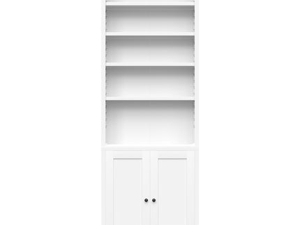 Bookcase Tall 5-Tier Adjustable Storage Shelf With Door Deep - White