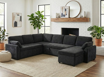 Convertible U-Shaped Sectional Sofa Bed With Reversible Chaise