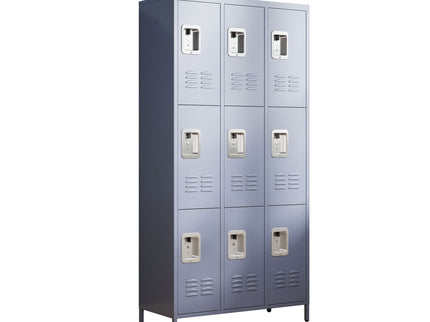 9 Door Lockers With Lock For Storage In Office, School, Gym, And Bedroom - Gray
