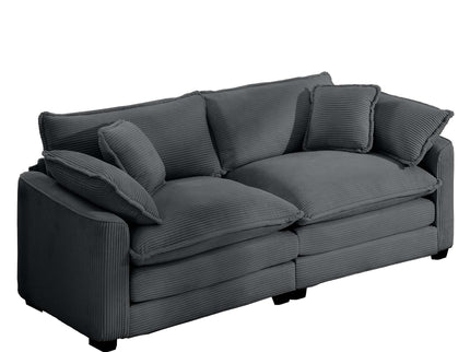 Modern 2 Seater With 4 Pillows, Upholstered Deep Seating Loveseat