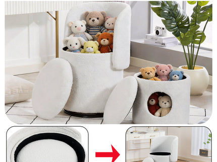 Barrel Chair & Built In Storage, 360° Swivel - Beige