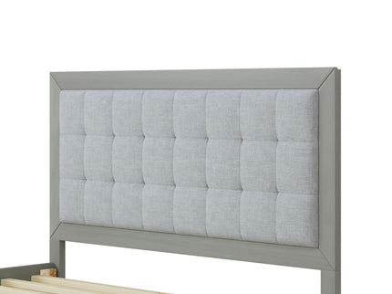 Mid Century Modern Platform Bed With Upholstered Headboard