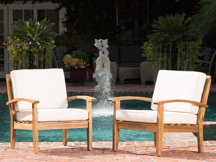 Outdoor Club Chair With Cushion And Acacia Wood Frame - Teak