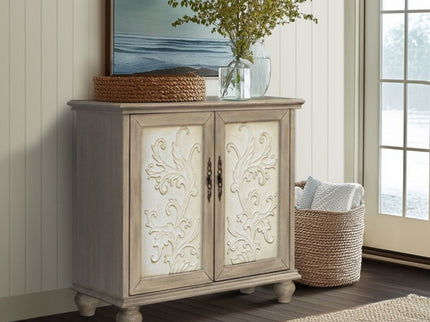 Driscoll - 2 Door Cabinet With Floral Design - Reclaimed Natural