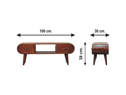 Solid Wood Circular TV Unit