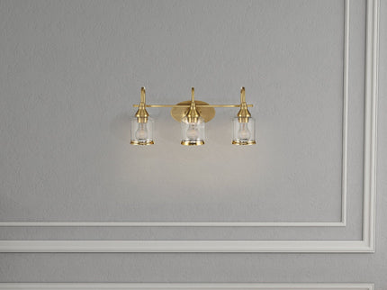 3 Lights Brush Vanity Light - Clear / Gold