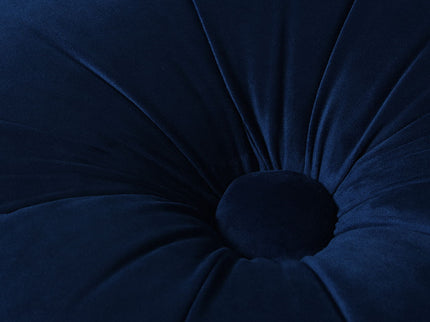 Ellen - Upholstered Clover Ottoman With Gold Bullion Fringe - Navy Blue