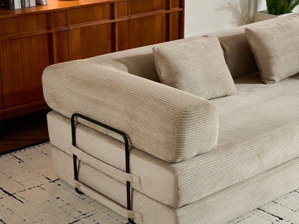 Convertible Sleeper Sofa Bed With Cylindrical Pillow, With Fixed Shape Frame