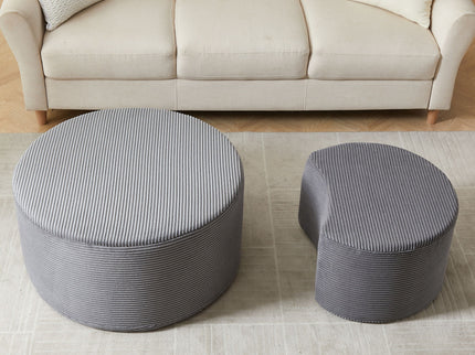 Modern Upholstered Round Coffee Table For Living Room (Set of 2)