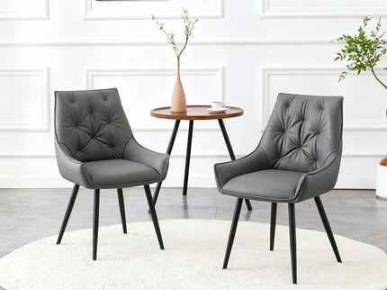 Dining Kitchen Chairs, Flat Back (Set of 2) - Dark Gray