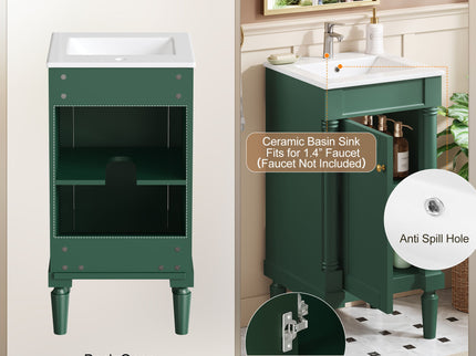 French Style Bathroom Cabinet With Sink, Adjustable Shelf