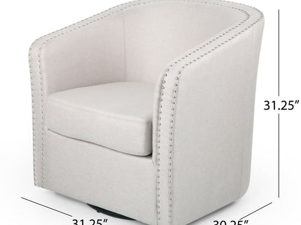 Modern Upholstered Swivel Club Chair With Nailhead Trim