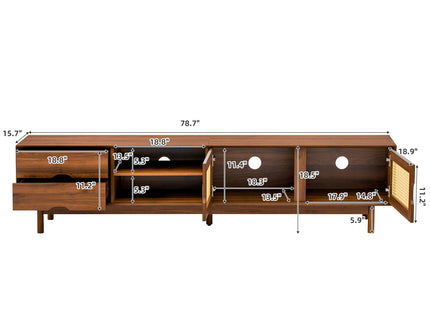 TV Stand For TVs Up To 85", Media Console With 2 Drawers - Walnut