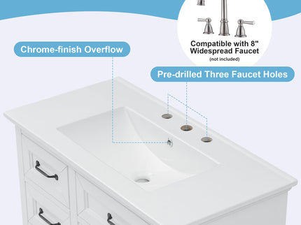 Modern Bathroom Vanity With Sink Top, 4 Drawers And 1 Soft-Close Door