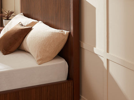 Wave Pattern Headboard Platform Bed Frame