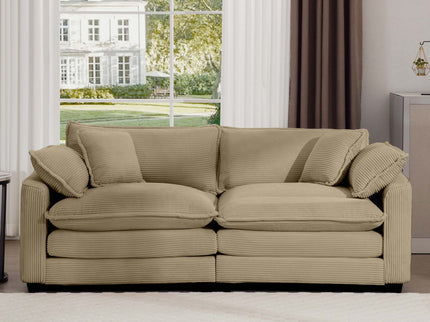 Modern 2 Seater With 4 Pillows, Upholstered Deep Seating Loveseat