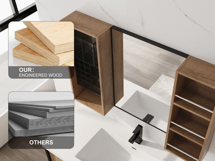 41.3" Wall Mounted Bathroom Cabinet With Storage - Imitative Oak