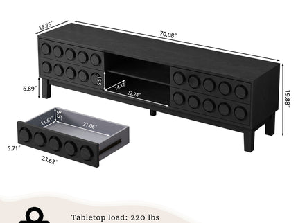 Media Console With 4 Drawers And Cable Management