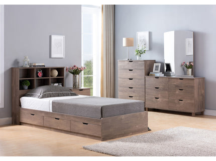 Bookcase Headboard 6 Shelves 3 Shelves Adjustable Top Panel Rounded Corners
