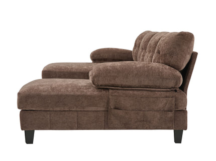 U-Shaped Sectional Sofa 103.5" Fabric Couch With Dual Chaise Lounges, Storage Pockets, Armrest Pillows
