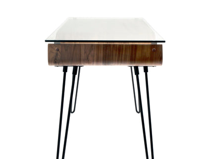 Avery - Mid-Century Modern Desk - Walnut / Clear / Black