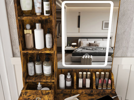Modern Small Vanity Desk With 3 LED Lighting Modes, 3 Drawers
